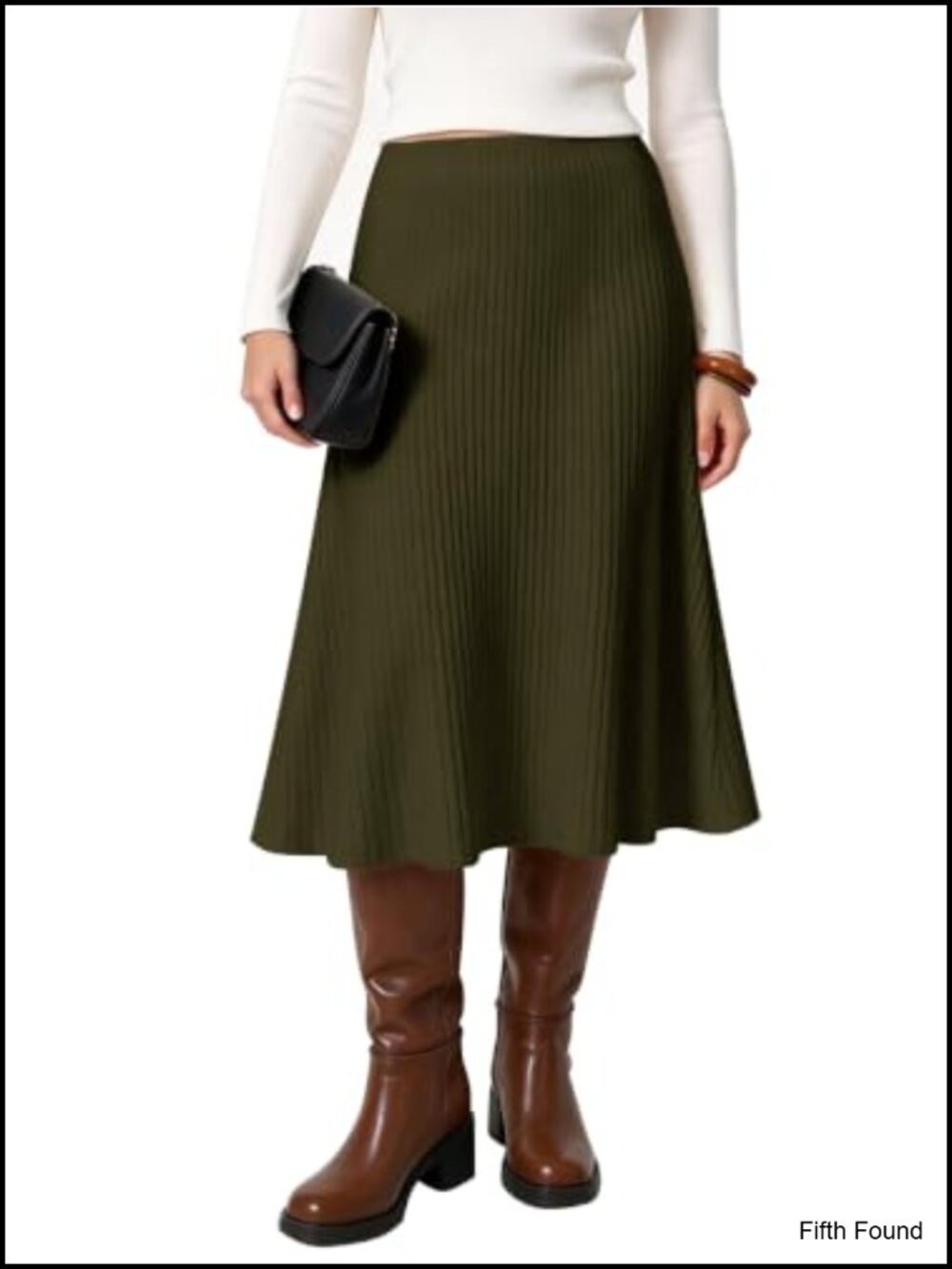 Women's A-Line Flared Midi Skirt Elastic Waist Stretchy Casual Work Skirt